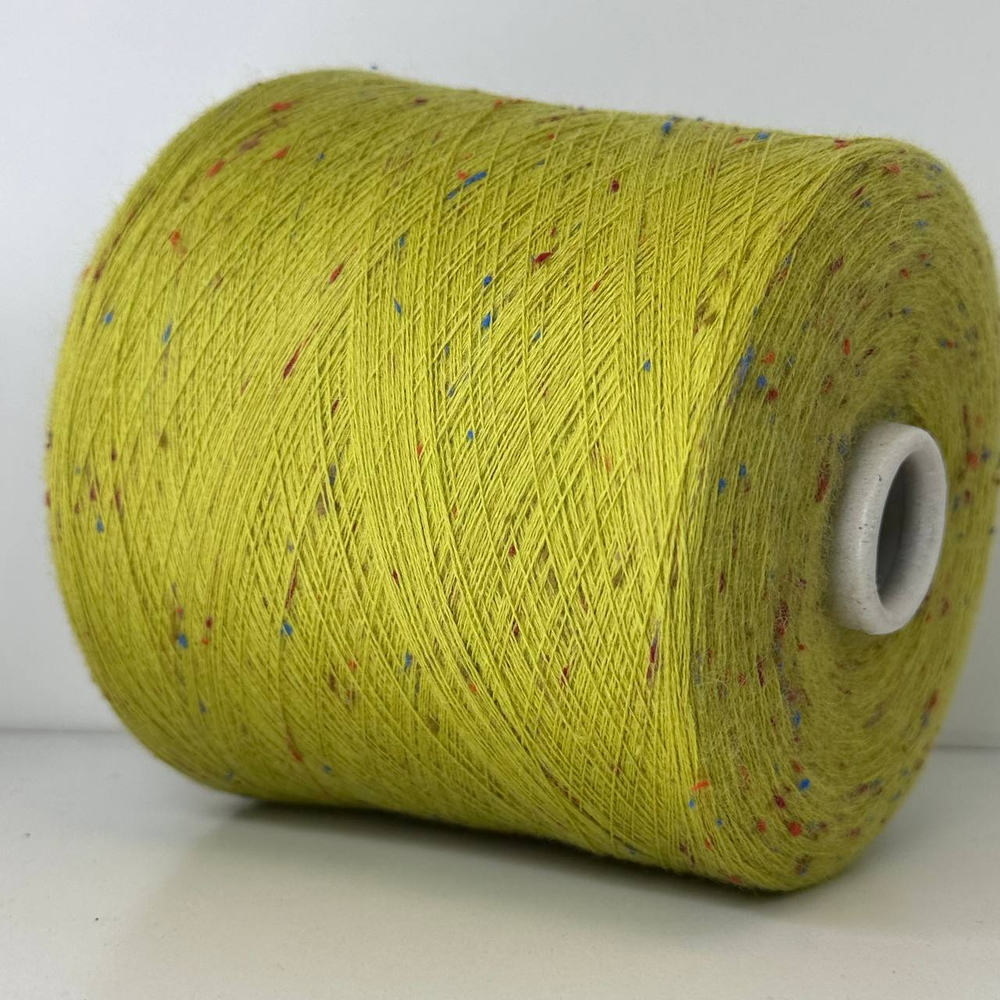 SLUBBY - Luxury Selection by Ri.Go; 98% меринос, 2% вискоза; 1400м/100гр, (2/28); col. 12161, цвет: желто-зелёный с цветными вкраплениями; S502