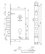 Замок врезной Avers T-0523-C-AB-L