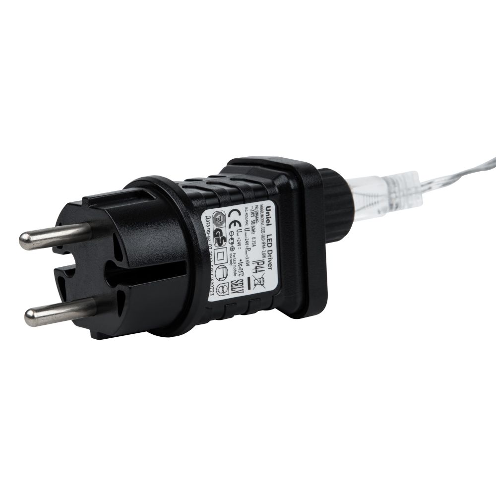 ULD-B12006-195-TTK AMBER IP44 Бахрома светодиодная с эффектом мерцания. 12м. Соединяемая. 195 светодиодов. Янтарный свет. Провод прозрачный. ТМ Uniel