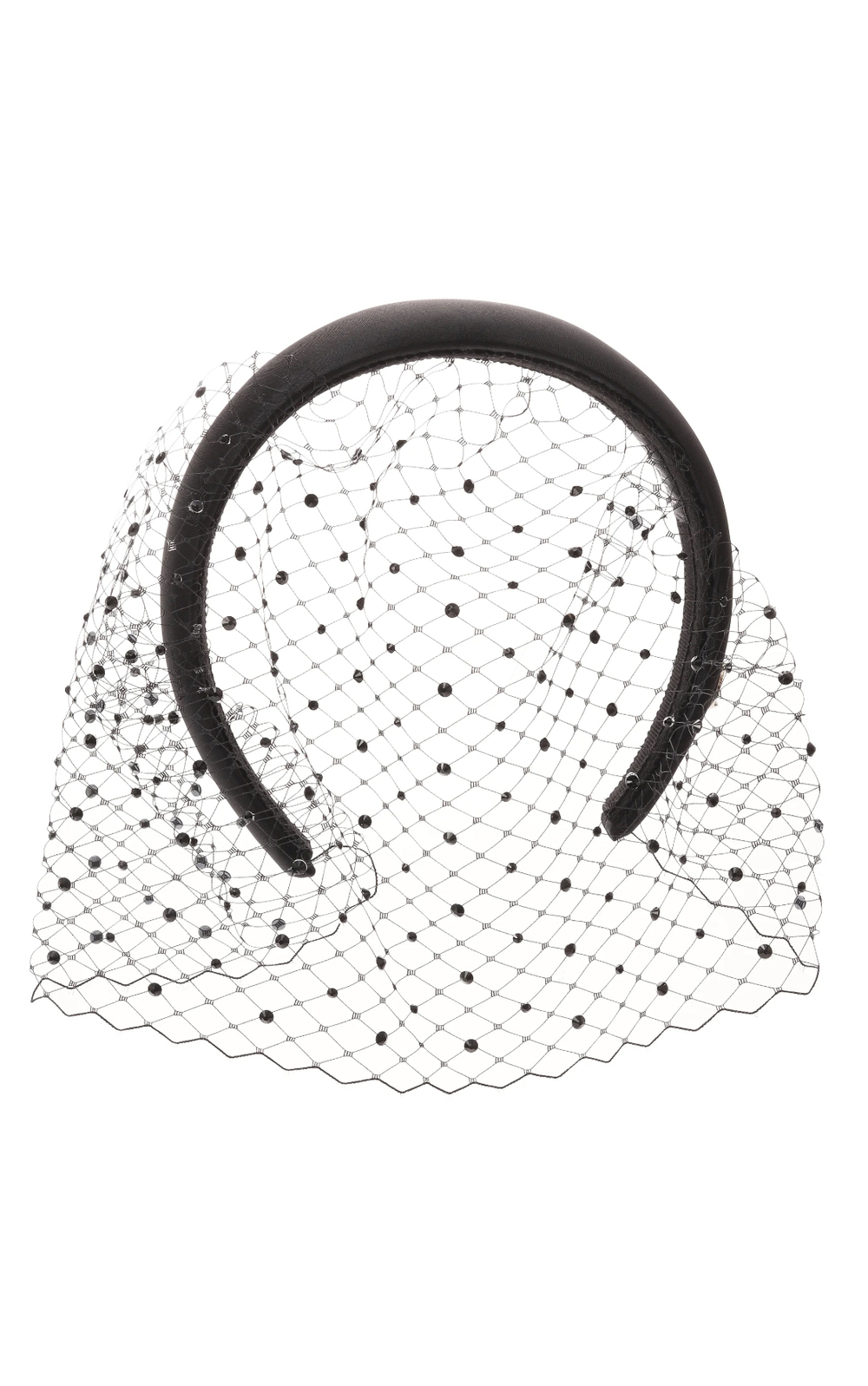 Вуаль на объемном ободке с черными камнями