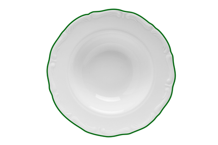 Тарелка для пасты 27 см, кант зелёный