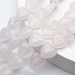 Розовый кварц бусины, сердце, размер около 12 мм, цена за 8 шт (1/4 нити)