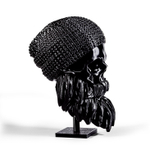 Бородатый череп в растакапе, фигурка для декора интерьера, арт-объект, коллекционный предмет, 3D печать, черный 18 см.