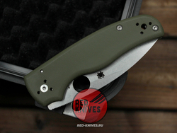 Нож Spyderco Shaman FS - рукоять зеленый OD G10, клинок серрейтор