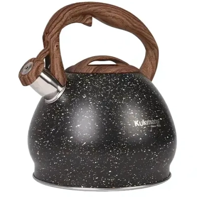 Чайник со свистком из нержавеющей стали 3,4л черный мрамор «Black»