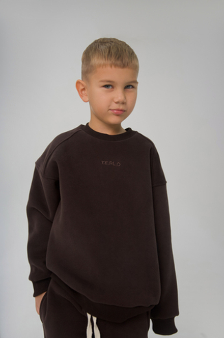 Свитшот с начёсом в стиле oversize Шоколад