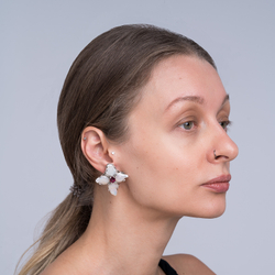 Серьги-кресты с рубинами