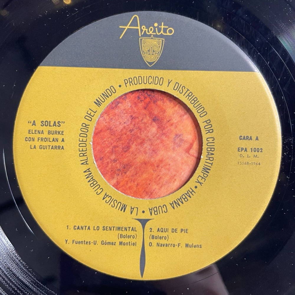 Винтажная виниловая пластинка LP Elena Burke A Solas (Cuba Куба 1962) 7 дюймов, 45 RPM, Single
