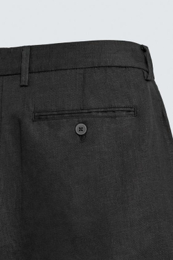 ZARA БЕРМУДЫ ИЗ 100% ЛЬНА КЛАССИЧЕСКОГО КРОЯ, ЧЕРНЫЙ