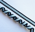 Лампасная лента (трикотажный, люрекс, 2,5 см). Черный/голубой/серебро, ВО