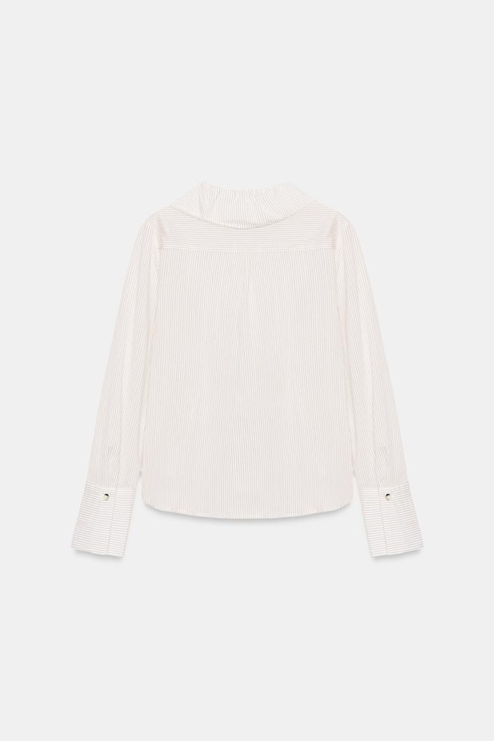 ZARA РУБАШКА В ПОЛОСКУ С ВОЛАНАМИ, БЕЛЫЙ/ЧЕРНЫЙ