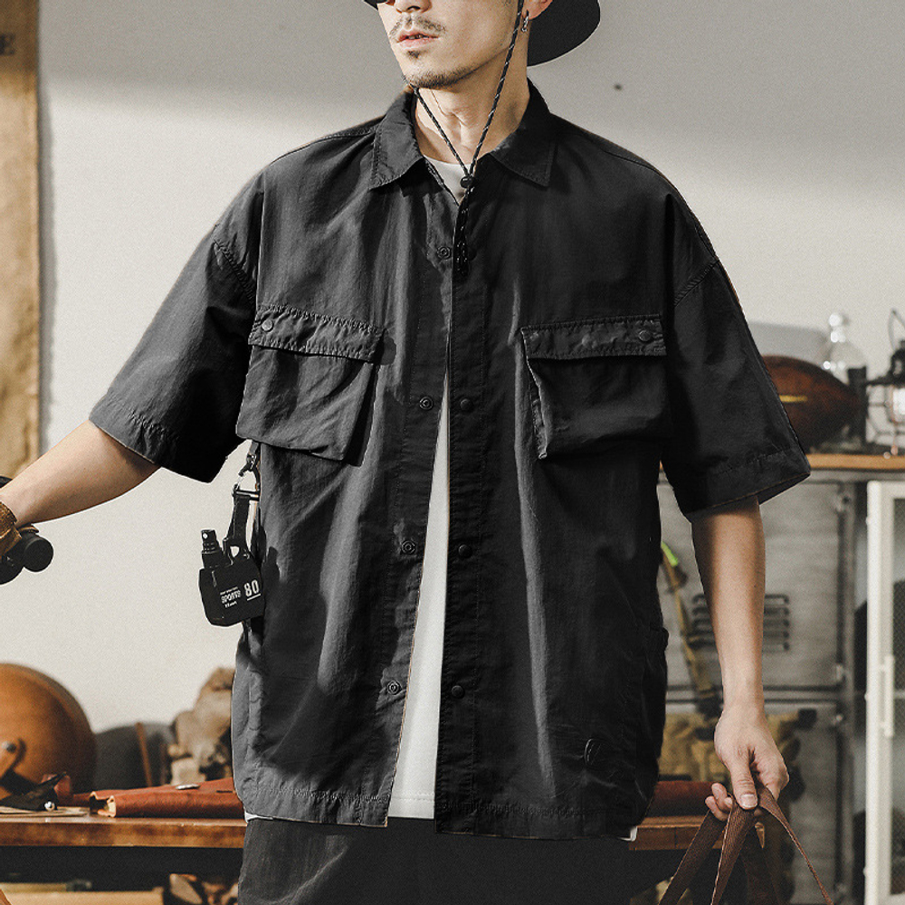 Американская рабочая классическая рубашка с накладными карманами