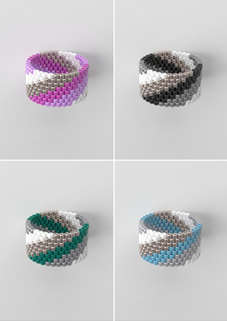 Схема кольца из бисера, узор PEYOTE, мозаичное плетение, четный счет, узор пейот из Miyuki Delica 11/0, файл PDF, RING_16