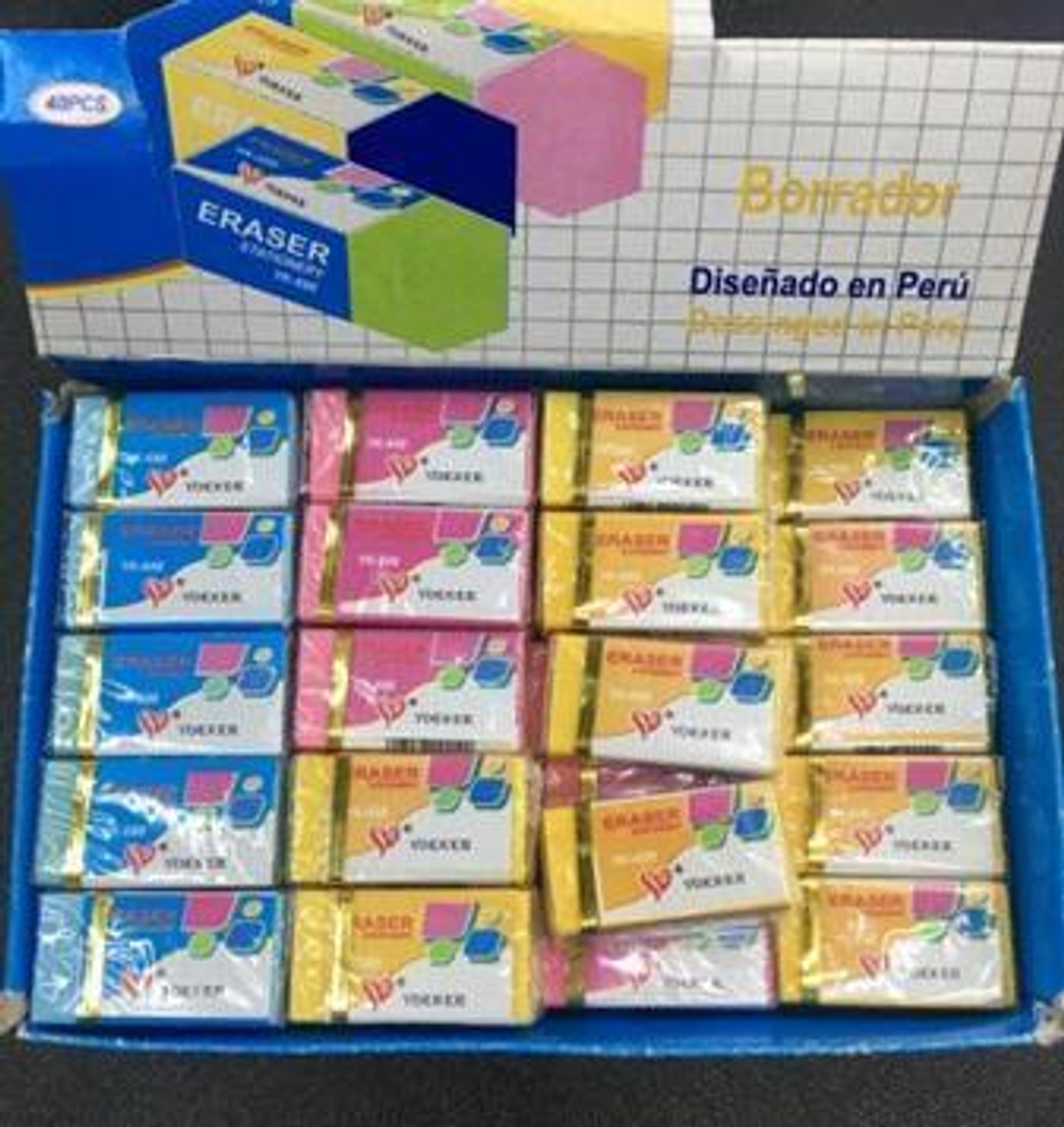 Ластик 3*1,5*1см, 3 цвета микс