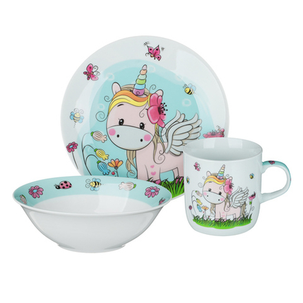 Набор посуды 3пр, тм MILLIMI Единорог, фарфор