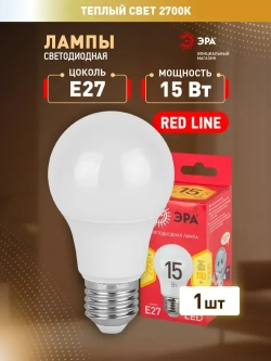 Лампочка светодиодная ЭРА RED LINE LED E27 15 Вт A60 груша 2700К теплый свет, 1 штука