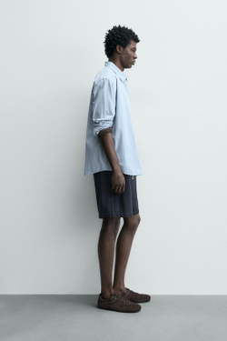 ZARA ШОРТЫ ИЗ ЖАККАРДА С ГЕОМЕТРИЧЕСКИМ УЗОРОМ, МОРСКОЙ СИНИЙ