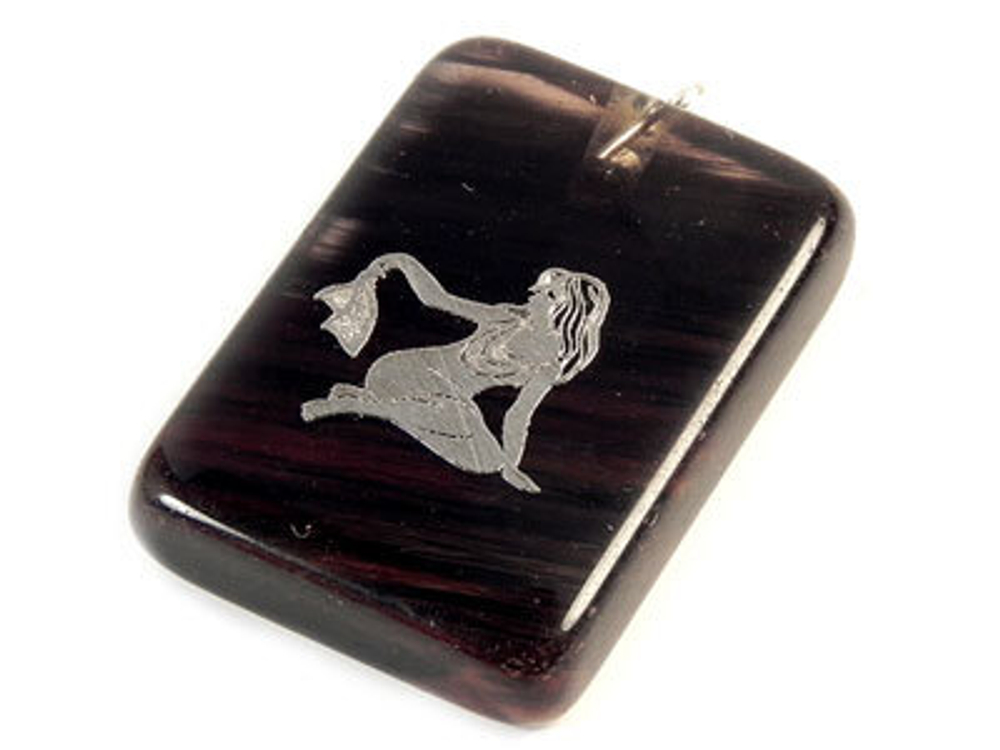 Кулон зодиак "Багет" обсидиан