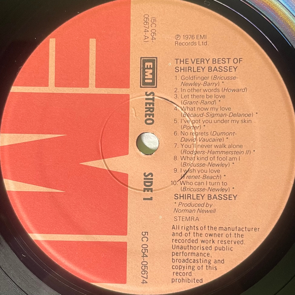 Shirley Bassey ‎– The Very Best Of Shirley Bassey (Голландия 1976г.)