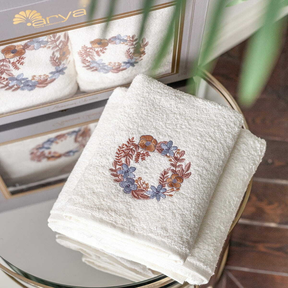 Набор полотенец 2шт 50х90,70х140 Arya home Lisa кремовый