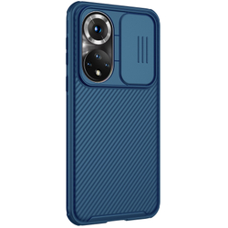 Чехол усиленный синего цвета от Nillkin для Huawei Honor 50 серия CamShield Pro Case с защитной шторкой для камеры