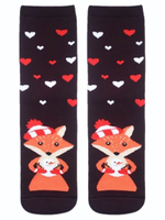 Махровые женские носки Лапландия с лисичками (Размер: 25) (Цвет: бордовый)