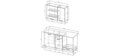 Кухонный гарнитур Шампань 1600 (38мм)