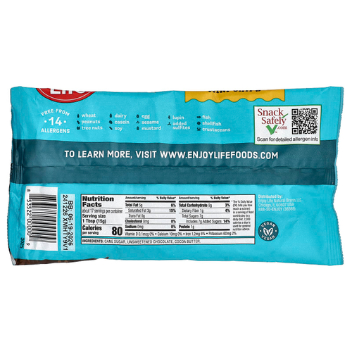 Enjoy Life Foods, мини-чипсы, 100% настоящий шоколад, полусладкий, 255 г (9 унций)