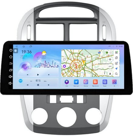 Магнитола для KIA Cerato 1 2004-2008 (кондиционер, аварийка внизу) - FarCar монитор 12.3" 2K QLED на Android 14, TS10, CarPlay, 4G SIM-слот