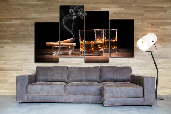 Модульная картина " Бокал виски "