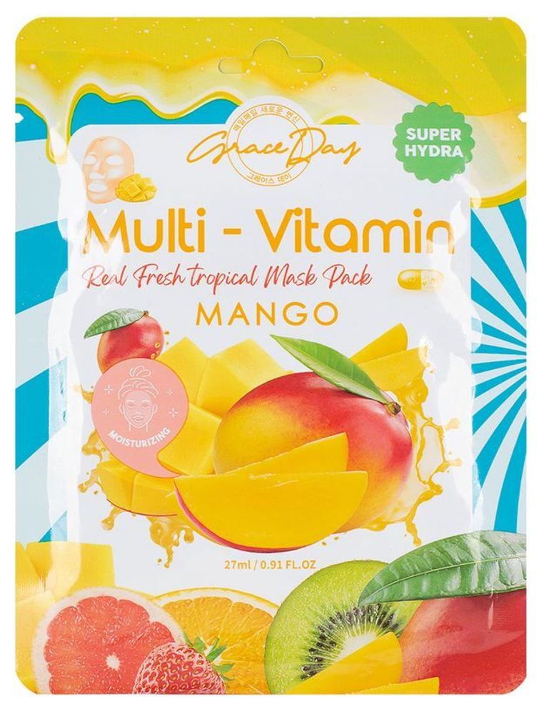 Маска тканевая для лица Grace Day Multi-vitamin Mango Mask Pack с поливитаминами и экстрактом Манго 27 мл