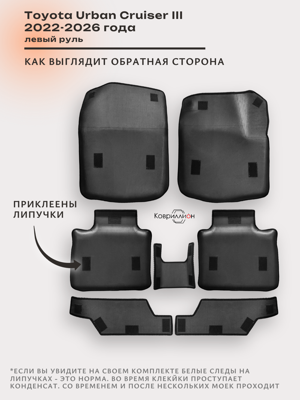 Автомобильные коврики ЭВА с бортами для Toyota Urban Cruiser III (22-26г.) левый руль