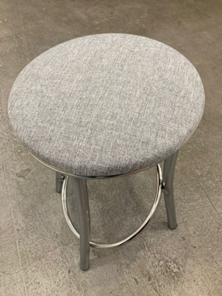 Табурет Сфера каркас хром основание круг рогожка серая