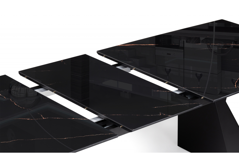 Стол стеклянный Woodville Денхольм 240(290)х100х75 обсидиан, черный