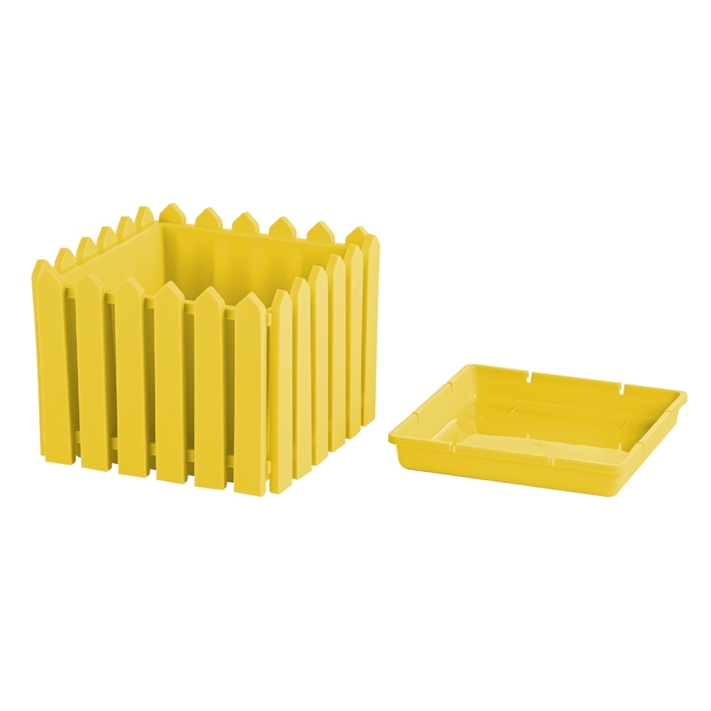 Кашпо квадратное среднее "Лардо" с поддоном 28,3*28,3*21,8 цвет желтый