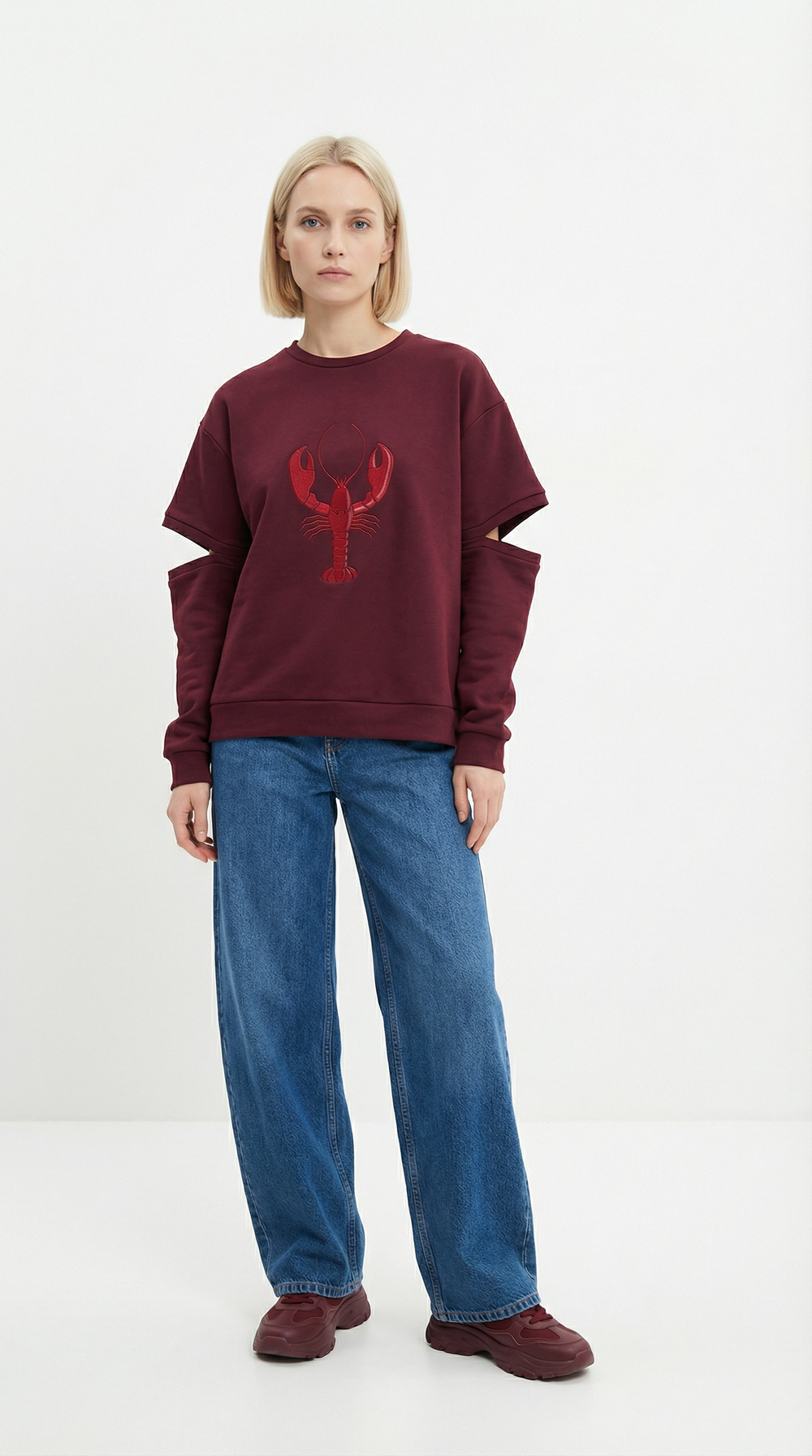 Свитшот из футера с вышивкой лобстер