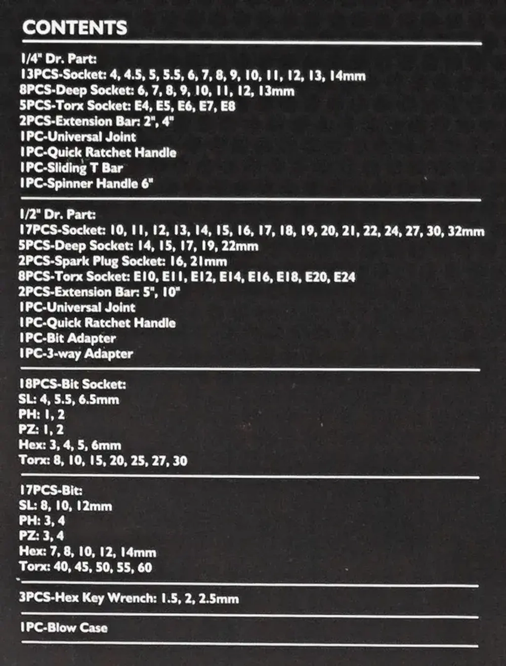 Набор инструмента 108пр.1/4''&amp;1/2''(6-гран)(4-32мм) JCB JCB-41082-5