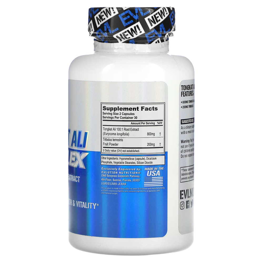 EVLution Nutrition, комплекс с эврикомой длиннолистой, 60 растительных капсул