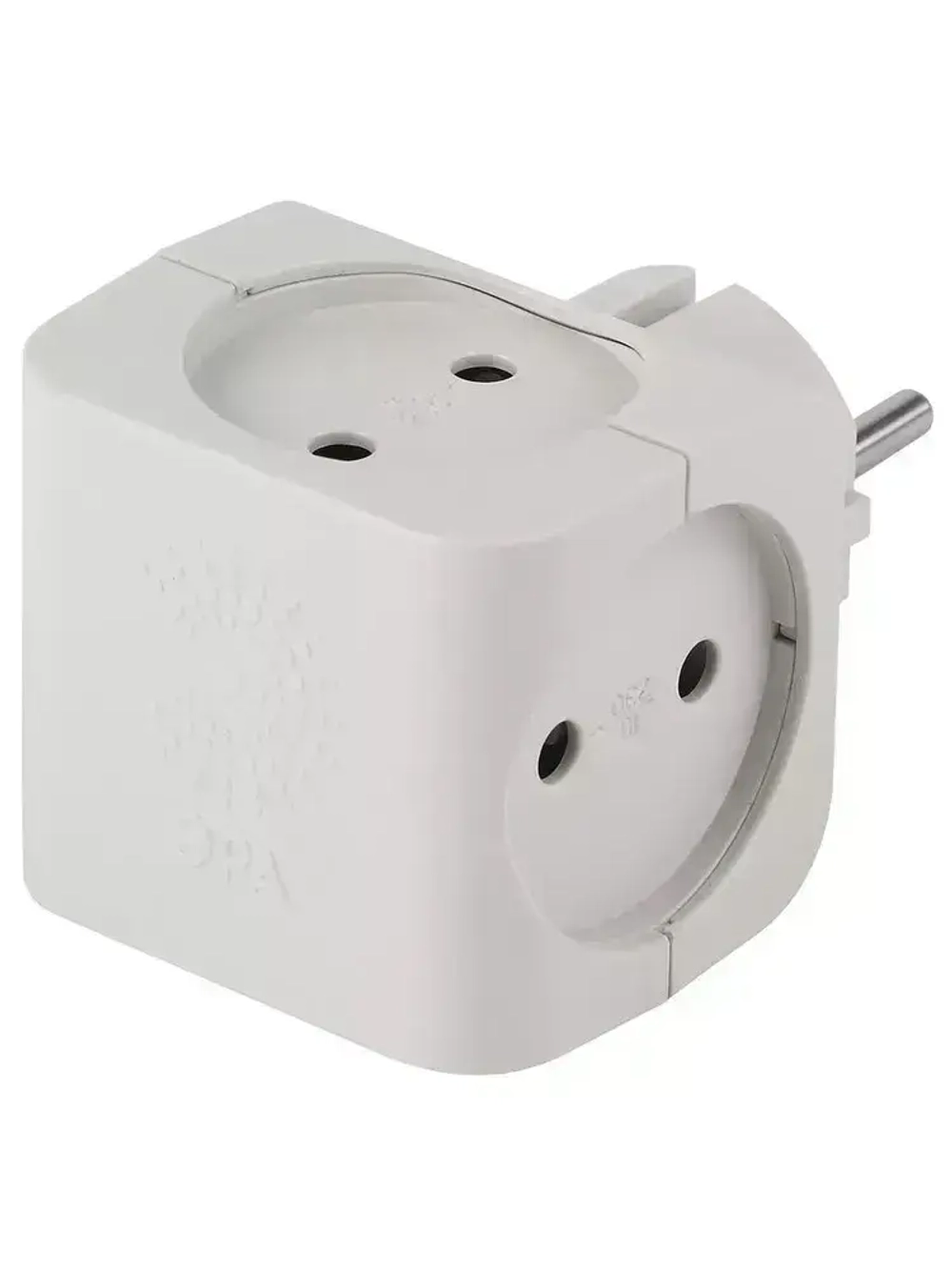Тройник SP-4-W ЭРА розетка электрический / Разветвитель без заземления, 4 розетки, 16А, белый