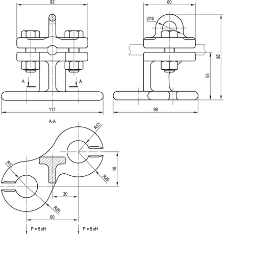 Зажим с двойным разрезным ушком 036-1