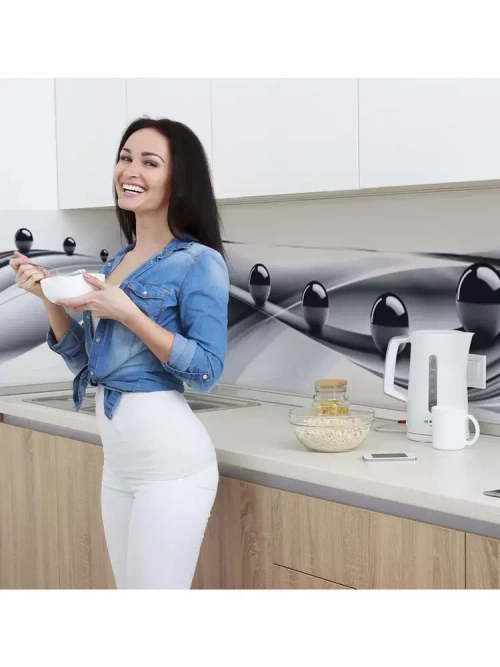 Кухонный фартук Черные сферы (Ф-140) 2000х600 мм