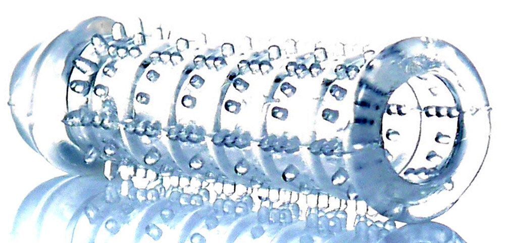 Прозрачная насадка на пенис с рельефом - 12 см. (Цвет: прозрачный)