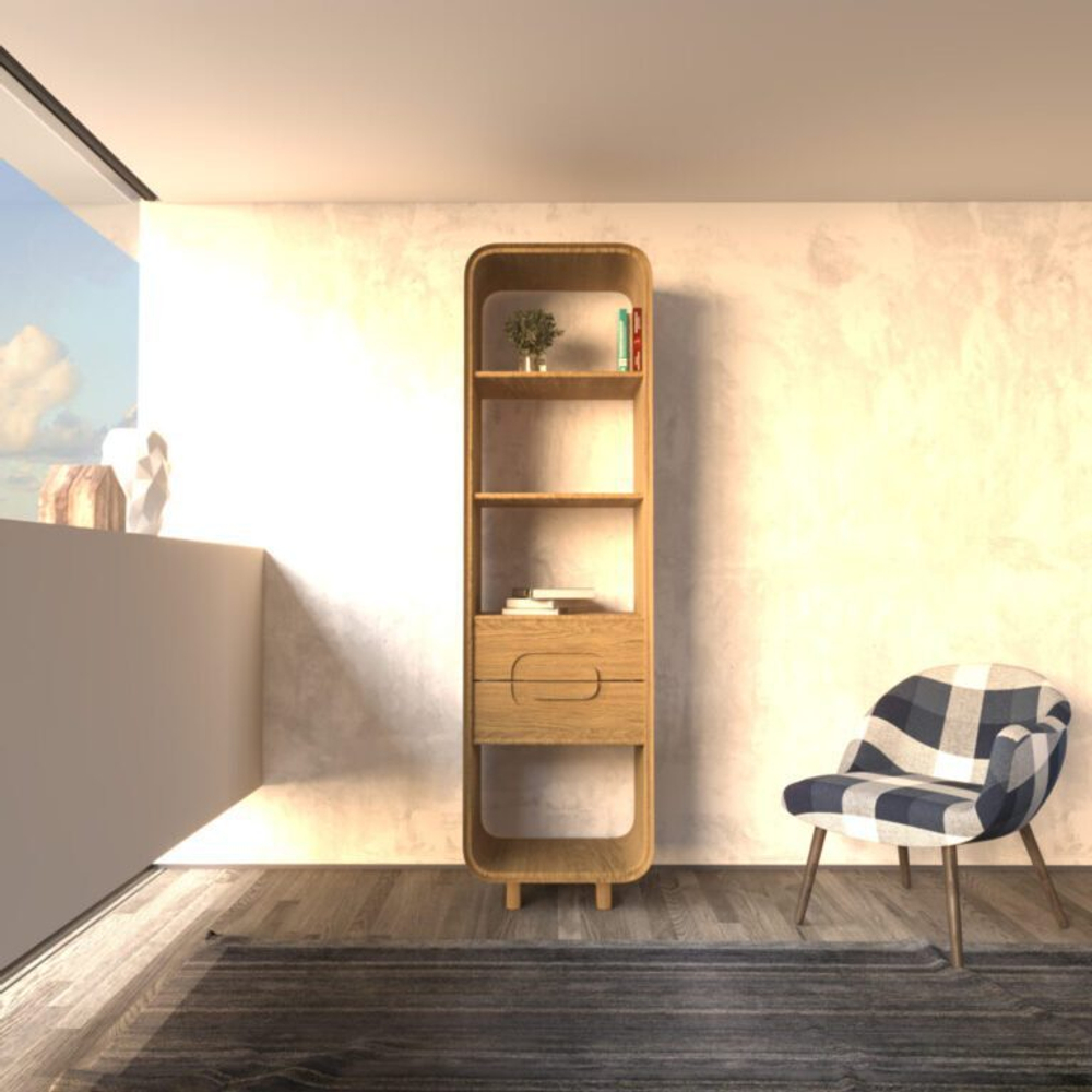 Стеллаж из массива дуба Deo 3.1 для гостиной