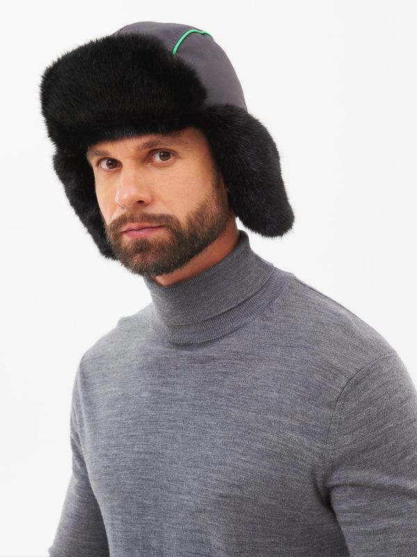 Шапка ушанка зимняя Yakutia цвет Тёмно-серый ткань Galaxy Breathable иск. мех Норка