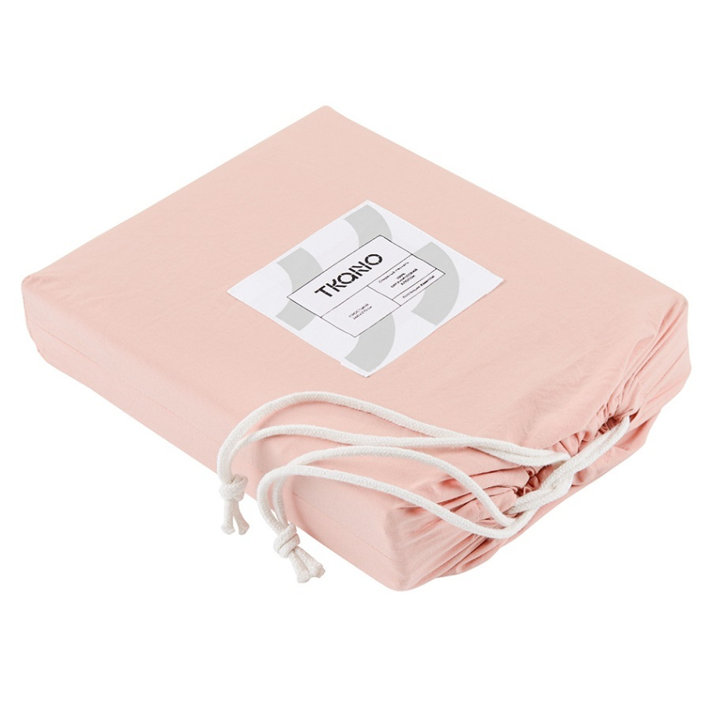 Простыня цвета пыльной розы из органического стираного хлопка из коллекции essential, 240х270 см