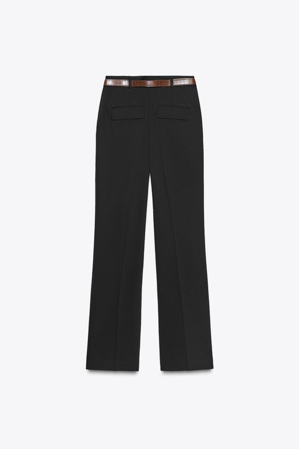 ZARA ПРЯМЫЕ БРЮКИ С РЕМНЕМ, ЧЕРНЫЙ