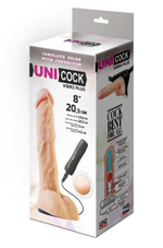 Фаллическая насадка Харнесс UNICOCK 9 с вибрацией - 24 см. (Цвет: телесный)