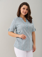 Блузка БЛ-122/шалфей-полоскабуквы
