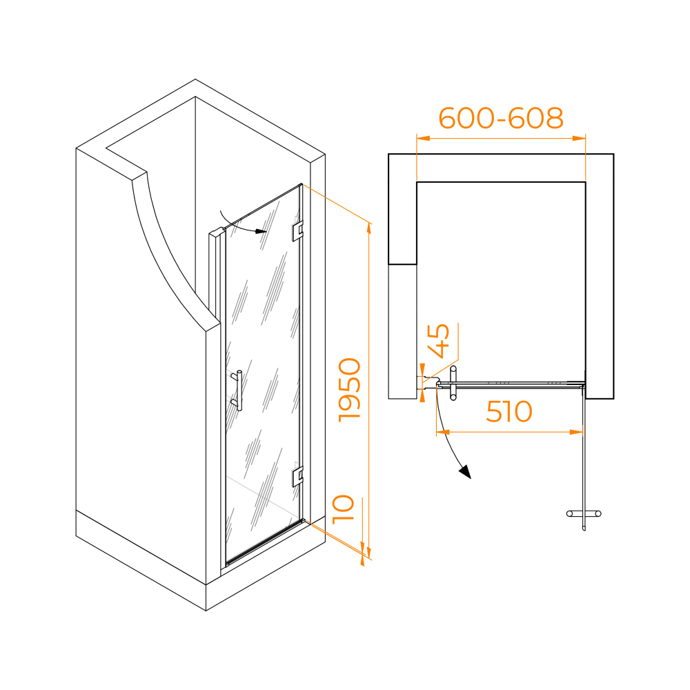 Душевая дверь RGW HO-011B (Прозрачное, 600)