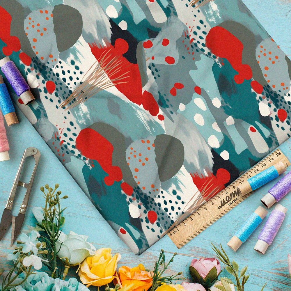 Ткань премиум габардин абстрактный переплет